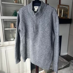 LL Bean 100% Wool Zip-Up Sweater